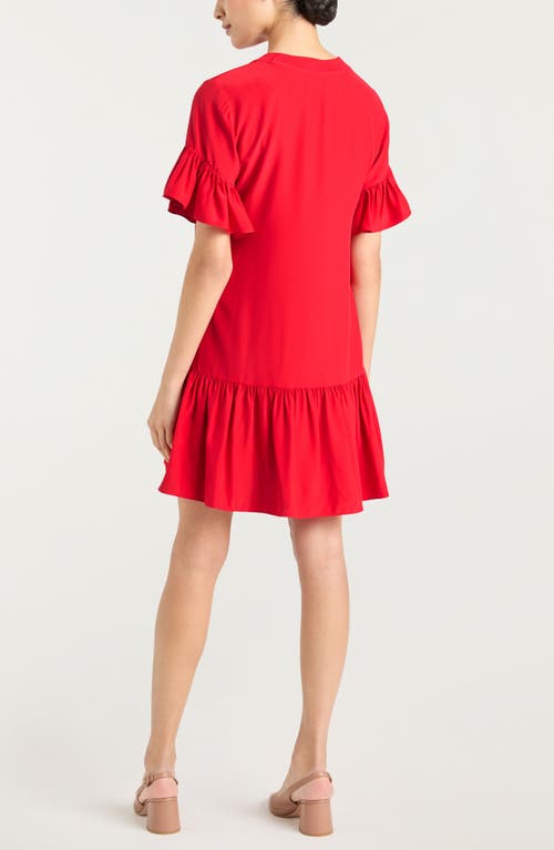 Cinq À Sept Leilah Drop Waist Silk Swing Dress In Red