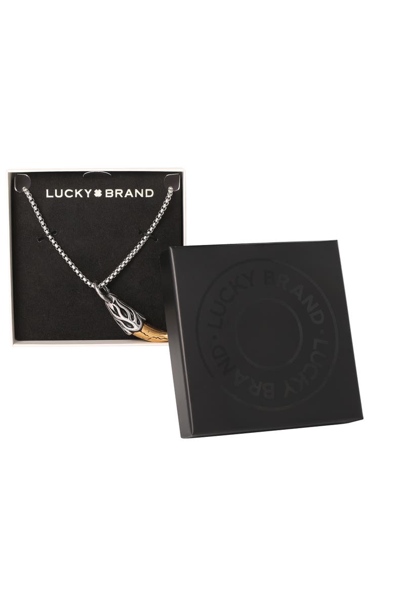 Men's Claw Pendant Necklace, Two-Tone Stainless Steel on 22'' Box Chain, Alternate, color, Silver