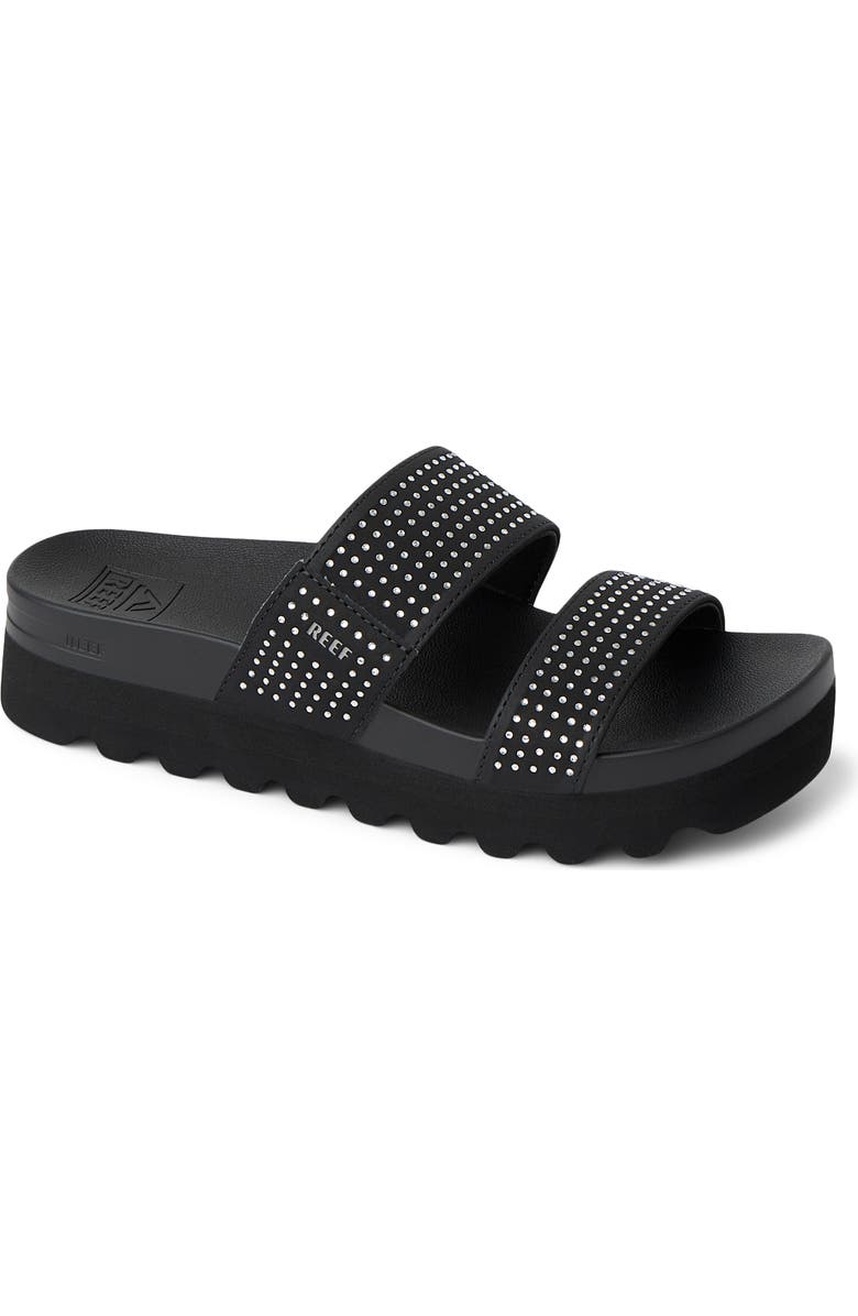 Reef Vista Platform Slide Sandal, Main, color, Black Sparkle