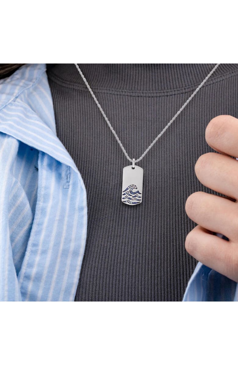 LuvMyJewelry Breaking Waves Sapphire & Topaz Silver Tag Necklace, Alternate, color, 