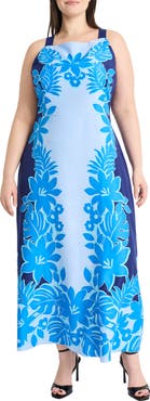 Maggy London Floral Print Square Neck Maxi Dress