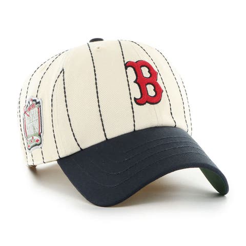 Men's '47 x Rawlings Natural/Navy Boston Red Sox Pinstripe Clean Up Adjustable Hat