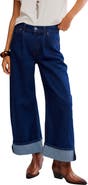 Free People Alia Cuffed High Waist Wide Leg Jeans