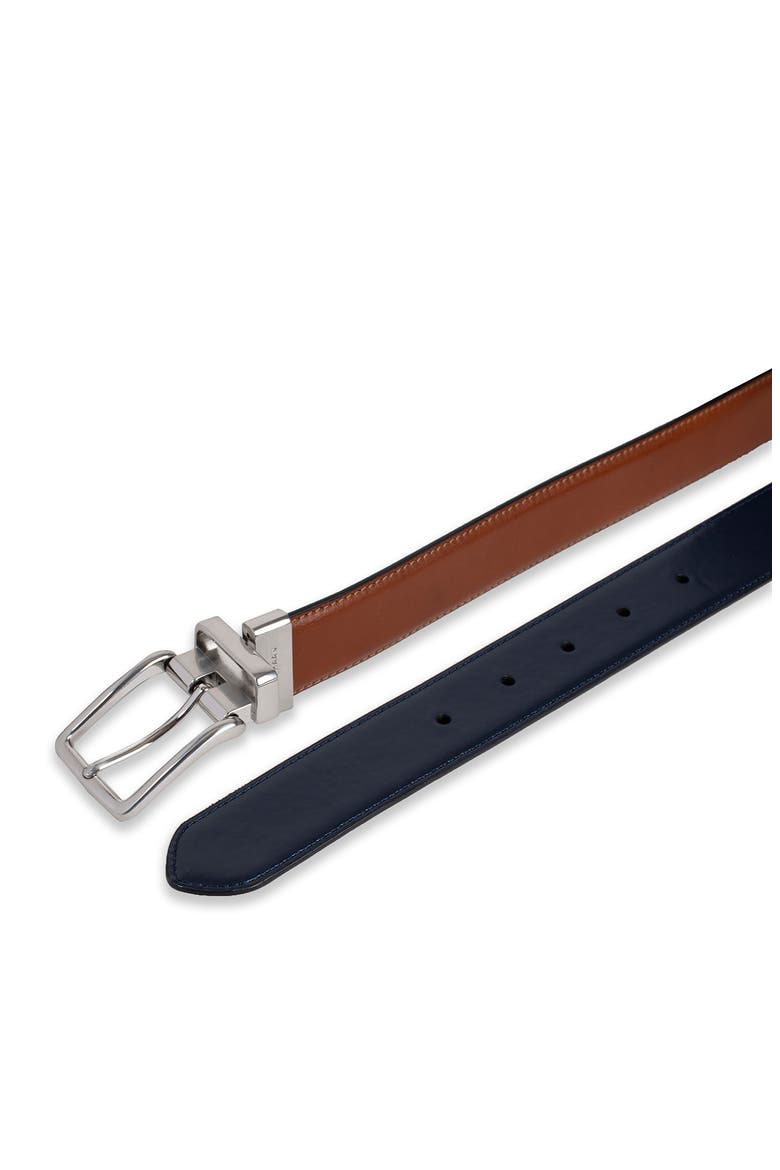Reversible Feather Edge Leather Belt, Alternate, color, COGNAC/ NAVY