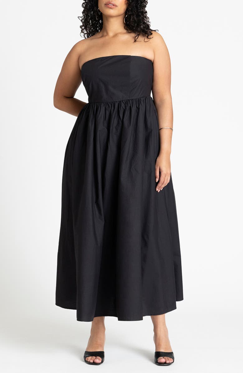 ELOQUII Strapless Poplin Maxi Dress, Main, color,