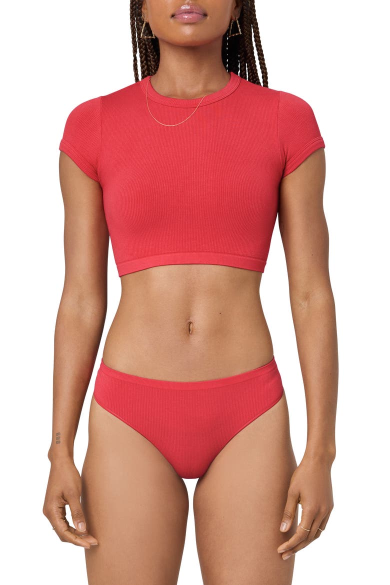 Softie Seamless Rib Baby Tee, Main, color, SCARLET