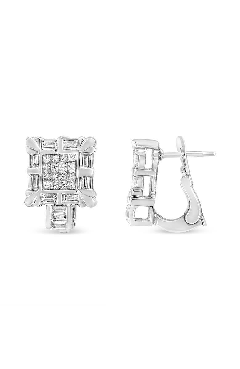 Haus of Brilliance 14K White Gold 1.0 Cttw Diamond Huggie Hoop Omega Earrings, Alternate, color, White