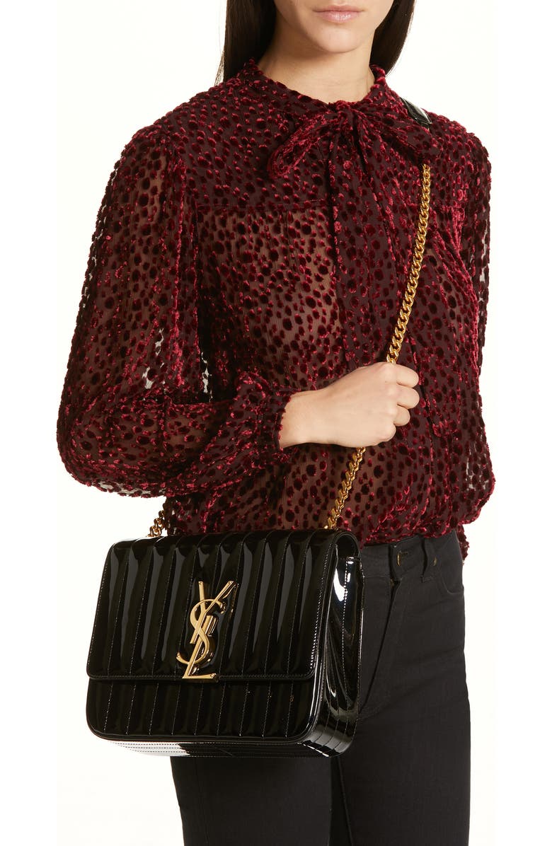 Saint Laurent Large Vicky Patent Leather Crossbody Bag, Alternate, color,