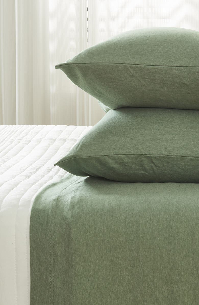 Woven & Weft Jersey Knit Sheet Set, Alternate, color, Heathered Olive