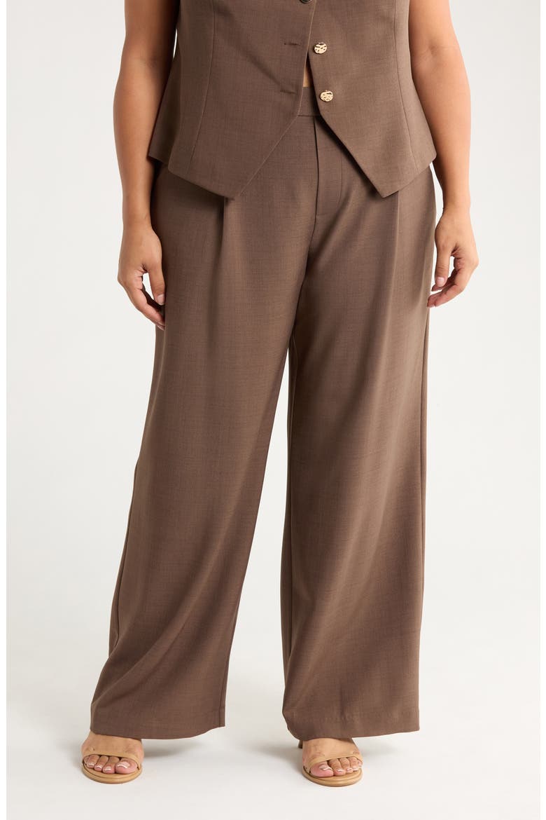 Pull-On Wide Leg Pants, Main, color, DARK BROWN MELANGE