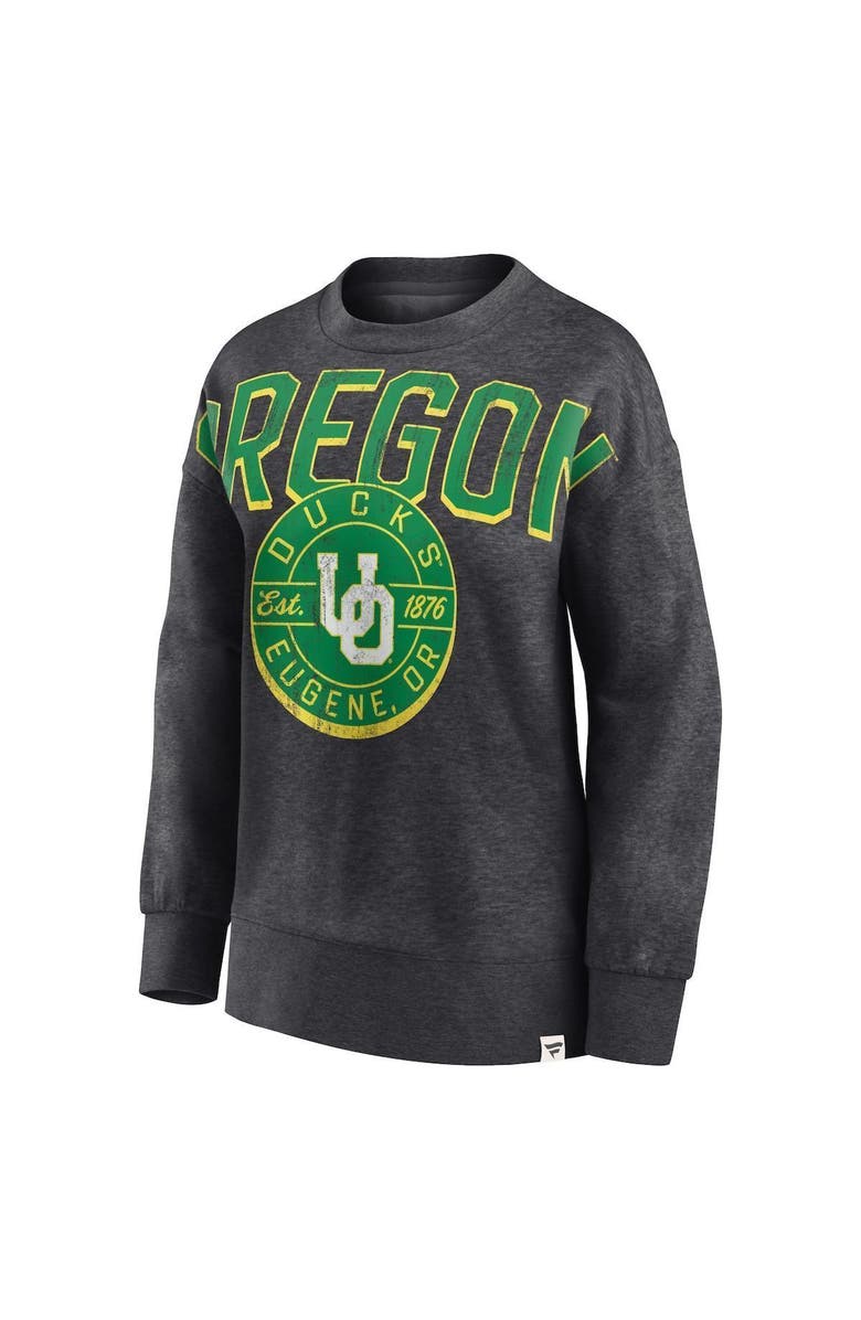 FANATICS Women's Fanatics Heathered Charcoal Oregon Ducks Jump Distribution Pullover Sweatshirt, Alternate, color, Heather Charcoal