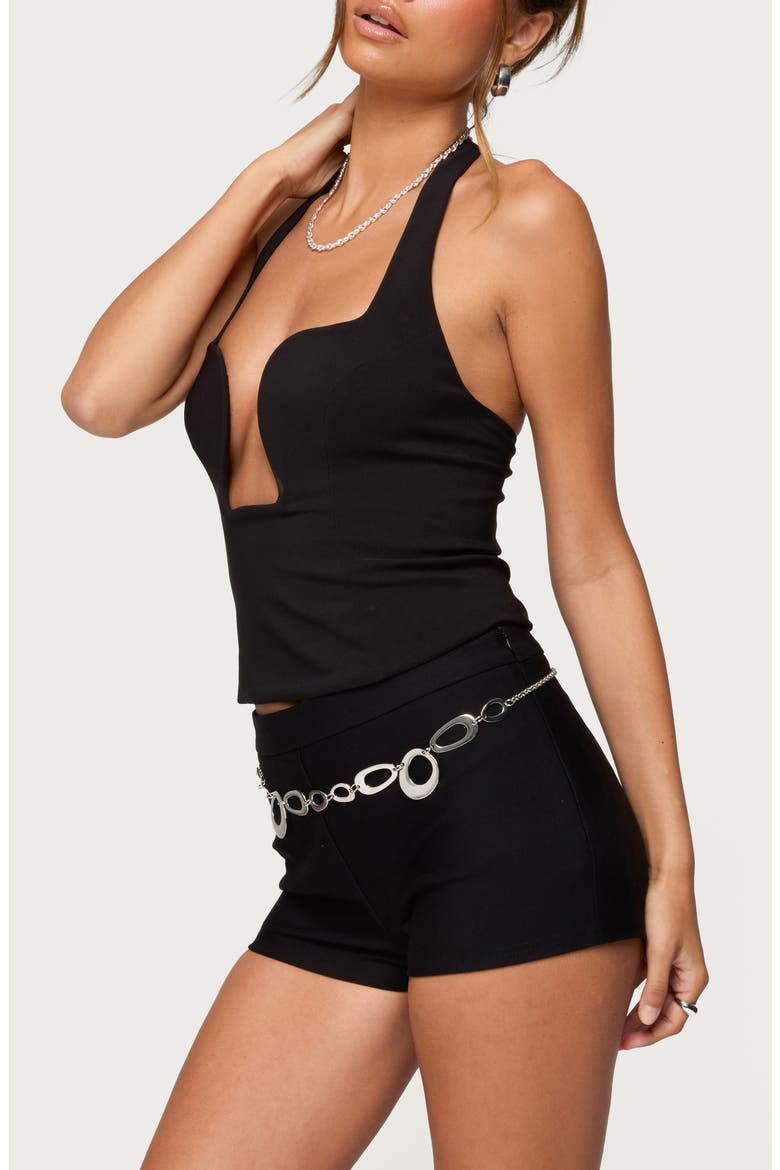 Stassy Abstract Cutout Halter Top, Alternate, color, BLACK