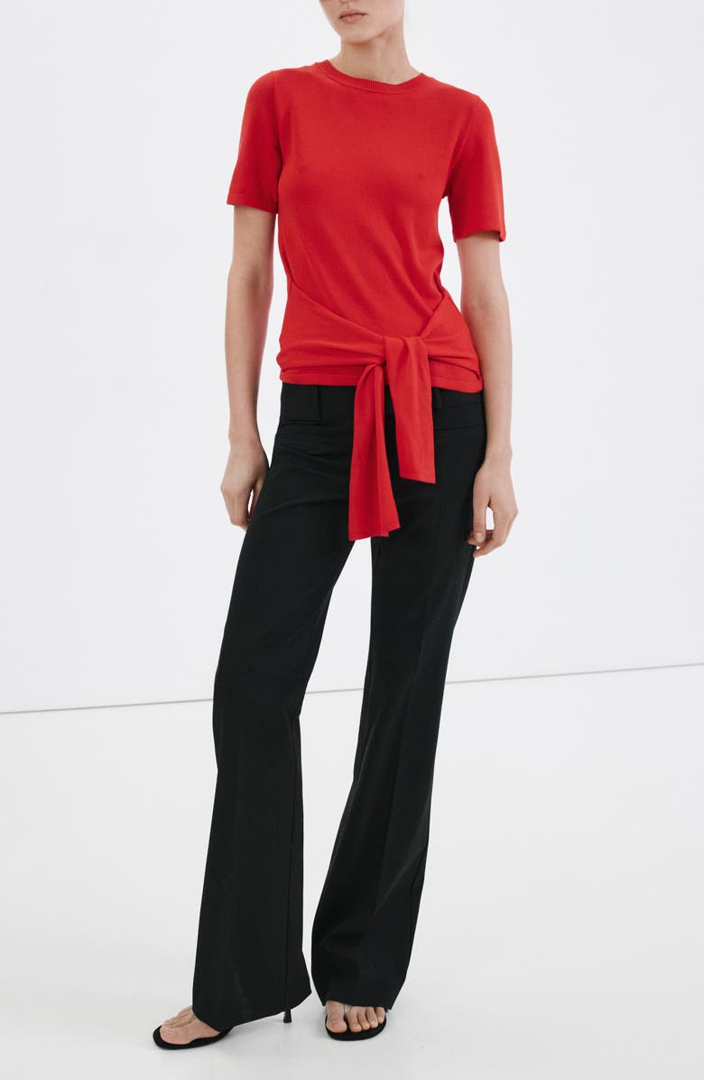 MANGO Bow Short Sleeve Sweater, Alternate, color, 