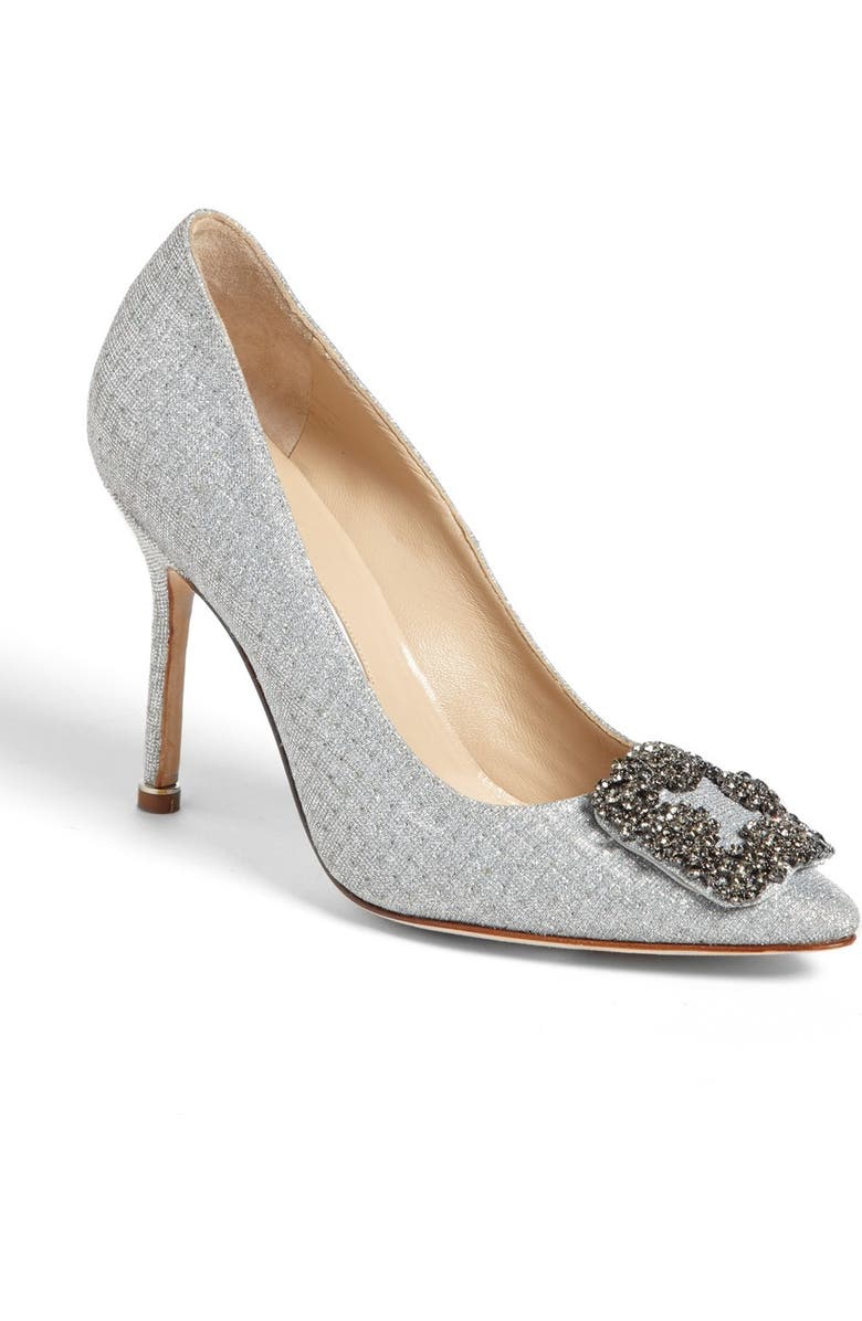 Manolo Blahnik Hangisi Jeweled Pointed Toe Pump, Main, color,