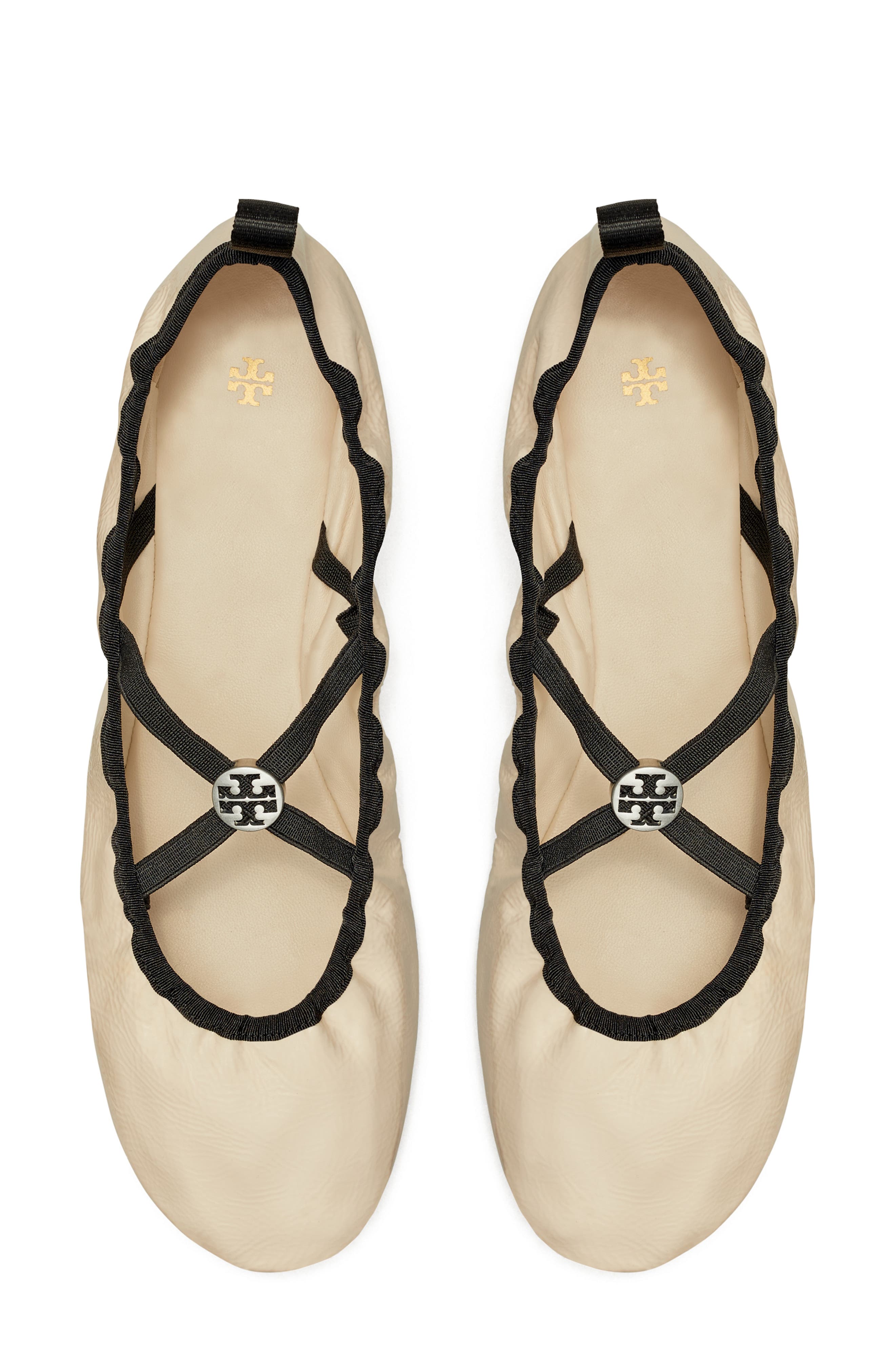 Scrunch Ballet Flat, Alternate, color, NEW CREAM/ PERFECT BLACK
