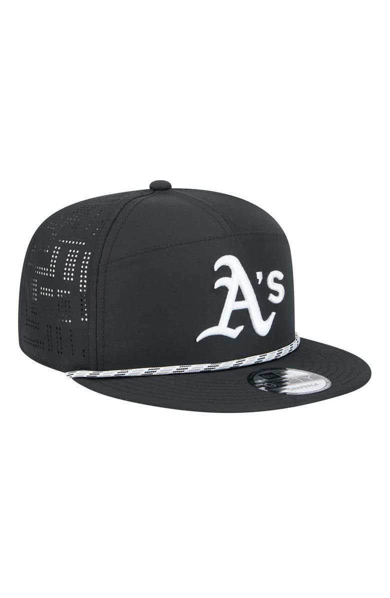New Era Men's New Era Black Athletics Laser Cut 9FIFTY Snapback Hat, Alternate, color,