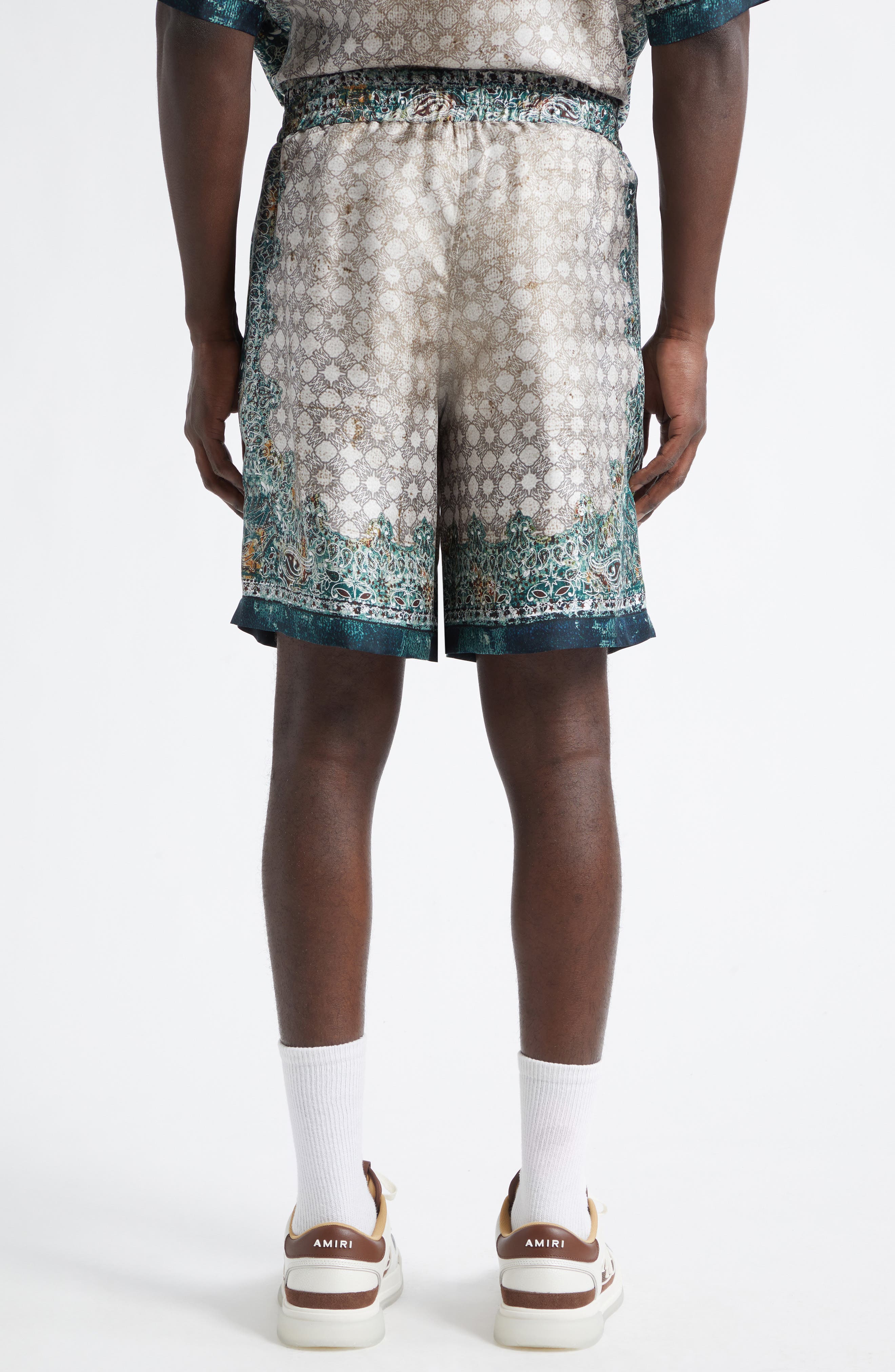 AMIRI Monogram Bandana Print Silk Shorts (Men) | Nordstrom