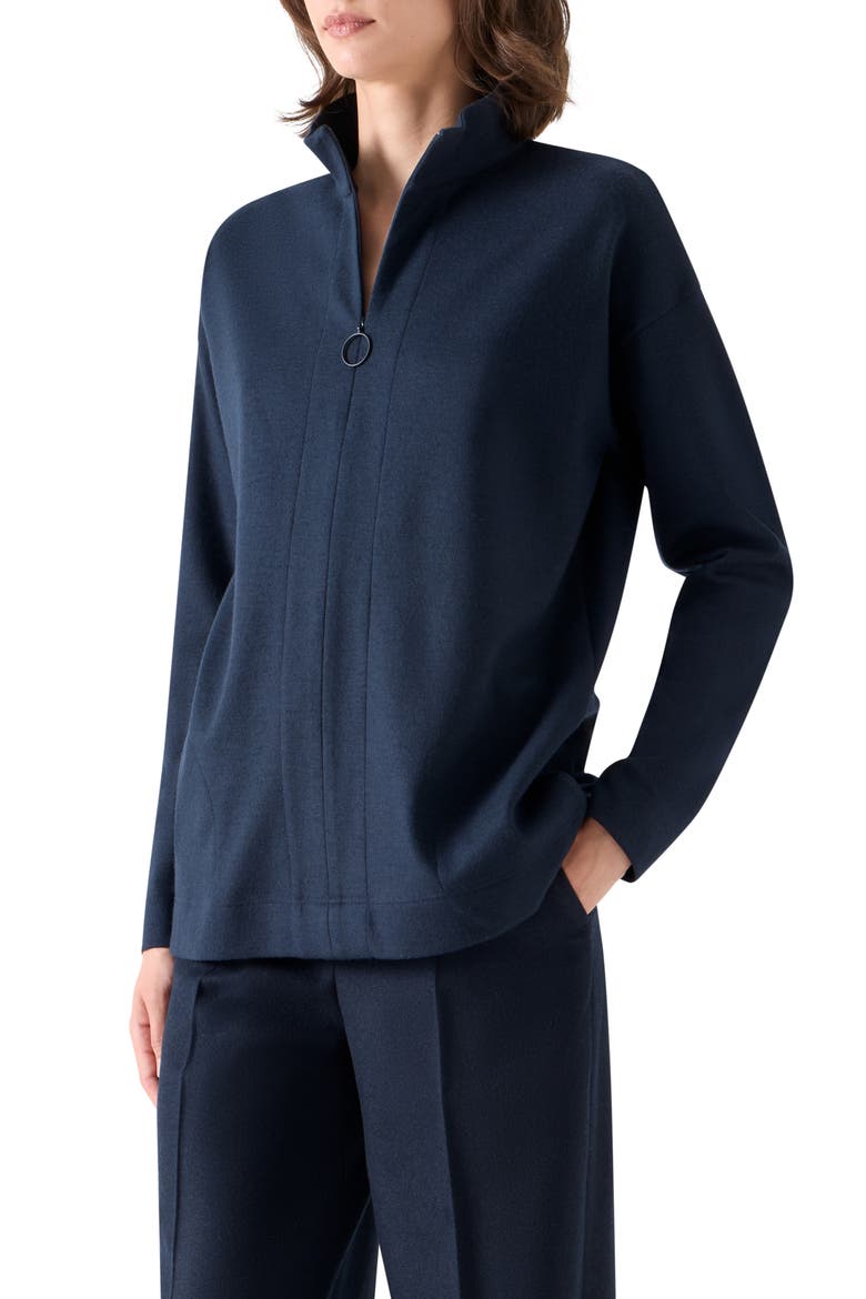 Wool Jersey Half Zip Sweatshirt, Alternate, color, NAVY