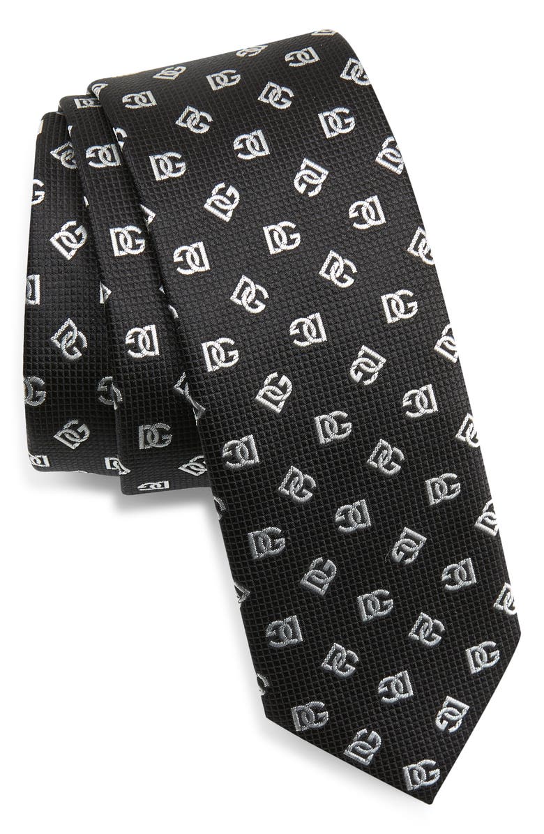 Dolce&Gabbana Logo Jacquard Silk Tie, Main, color,