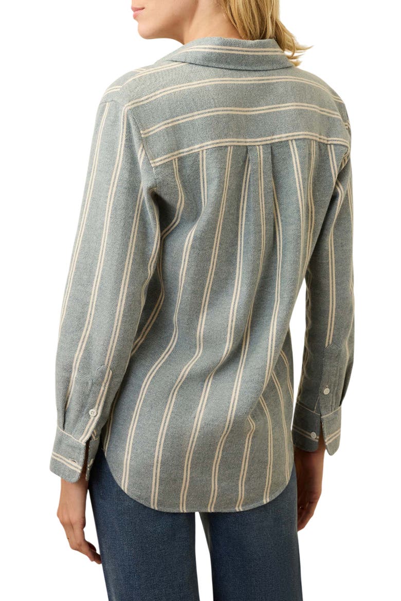 Nazaré Relaxed Flannel Button-Up Shirt, Alternate, color, BLUE COVE STRIPE