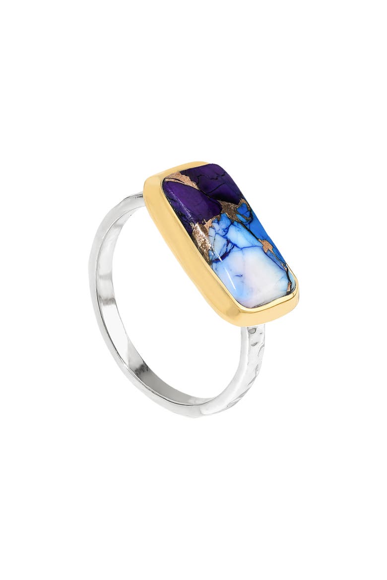 Two-Tone Semiprecious Stone Ring, Main, color, DARK BLUE