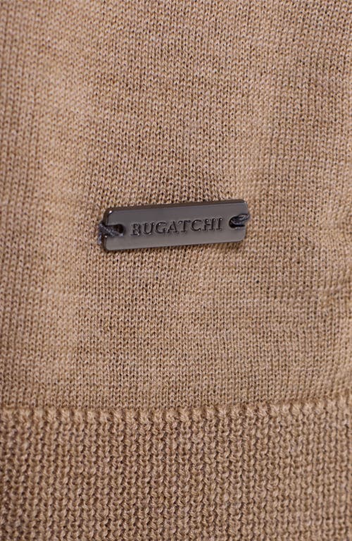 Bugatchi Three Button Merino Wool & Silk Polo In Brown