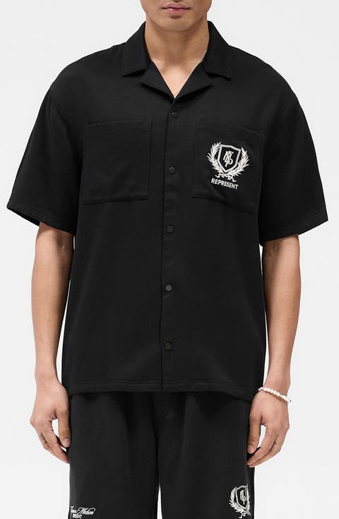 Crest Embroidered Camp Shirt