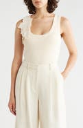 T Tahari Floral Appliqué Sweater Tank