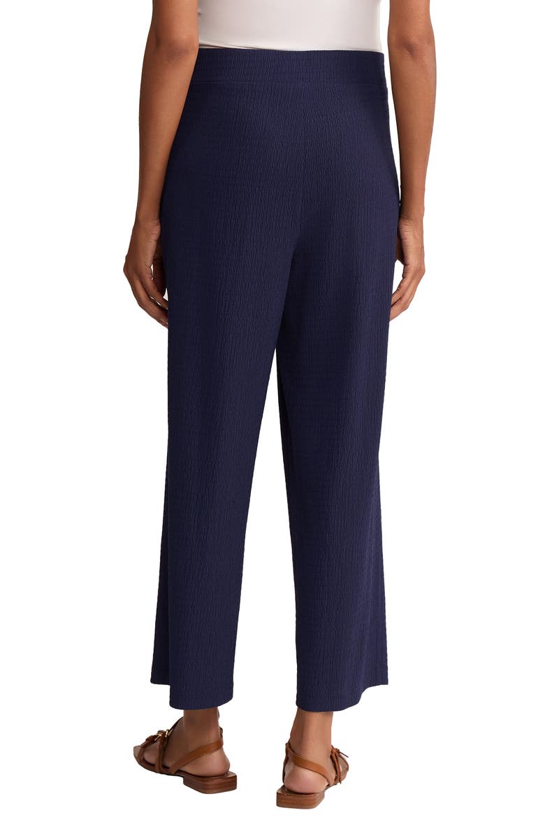 Jones New York Crinkled High Waist Crop Wide Legs Pants, Alternate, color, Pacific Navy
