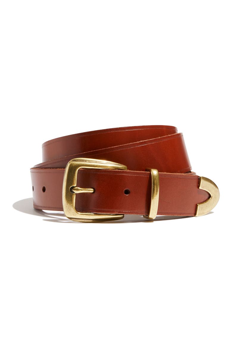 Leather Western Belt, Main, color, ENGLISH SADDLE