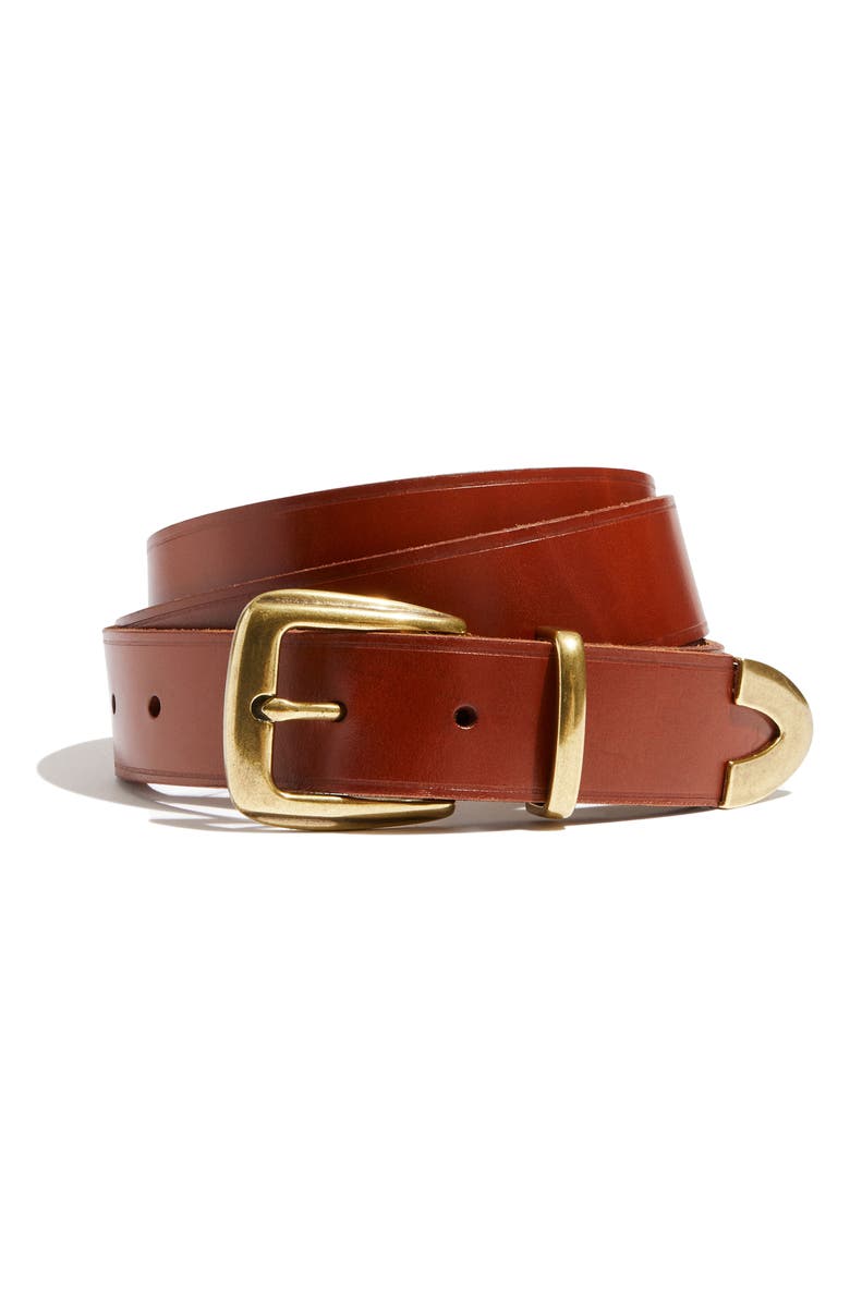 Madewell Leather Western Belt, Main, color, English Saddle