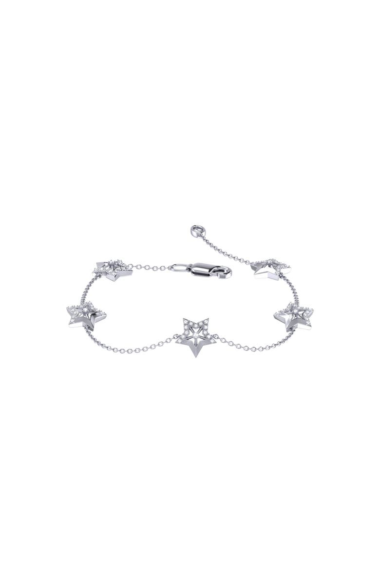 LuvMyJewelry Lucky Star Sterling Silver Diamond Bracelet, Main, color, 