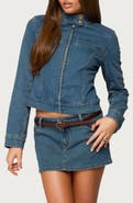 EDIKTED Josiee Crop Stretch Denim Jacket