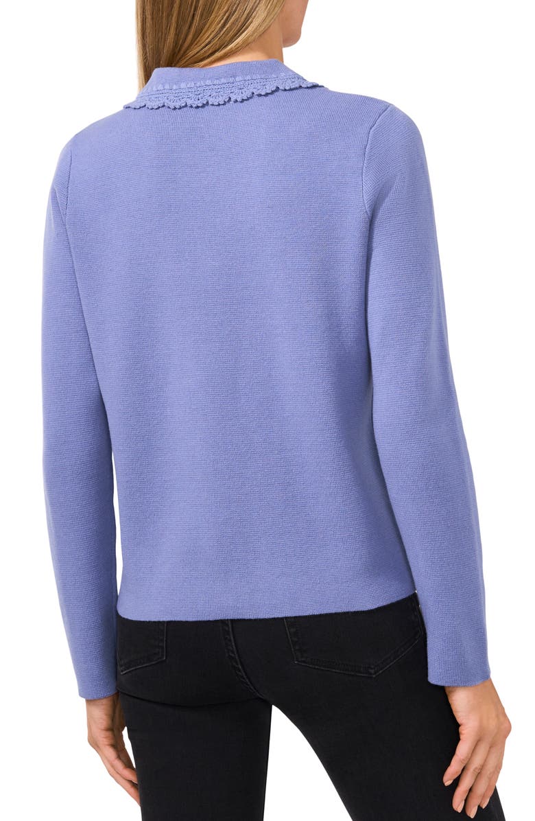 CeCe Collared Cardigan, Alternate, color, Blue Blossom