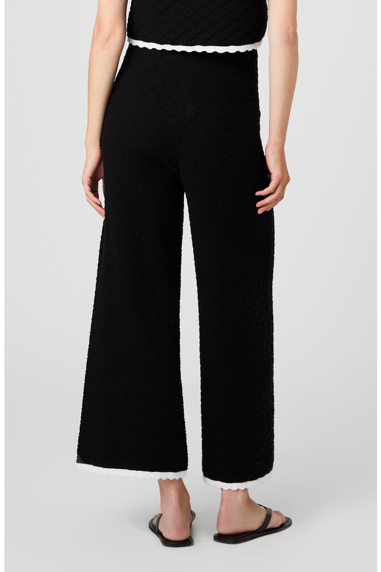Teddy Diamond Knit Wide Leg Crop Pants, Alternate, color, BLACK-SUMMER WHITE
