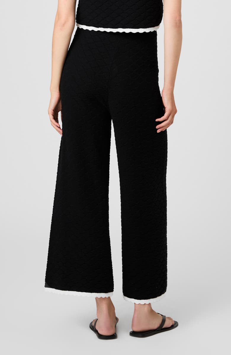 French Connection Teddy Diamond Knit Wide Leg Crop Pants, Alternate, color, Black-Summer White