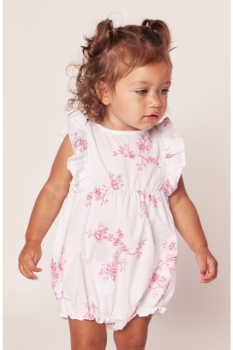 English Rose Floral Ruffled Romper, Alternate, color, WHITE