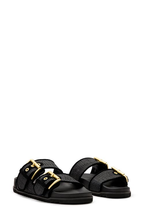 Allsaints Sian Raffia Two-strap Sandal In Black