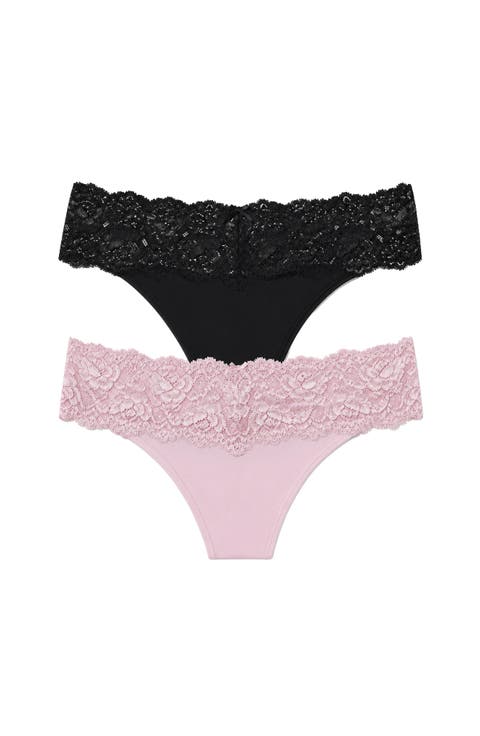 Goddess Lace Trim Thong 2-Pack