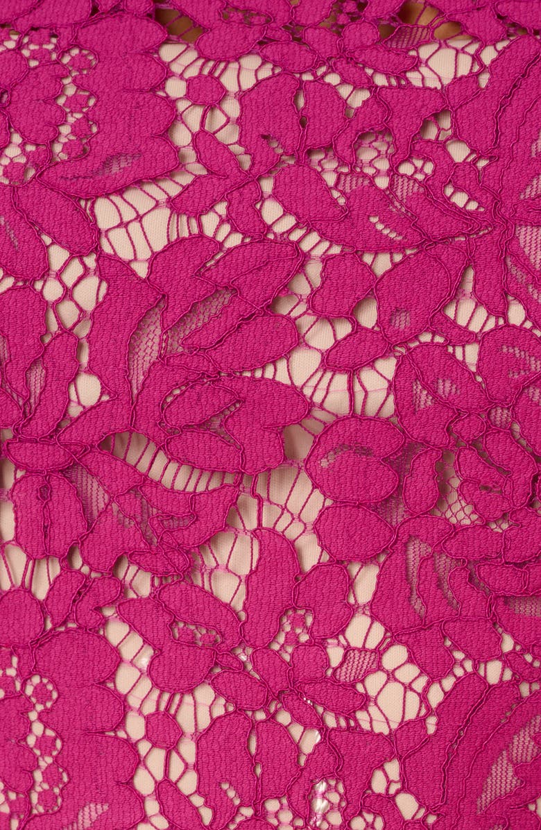 Adrianna Papell Belted Sleeveless Lace Midi Dress, Alternate, color, Orchid