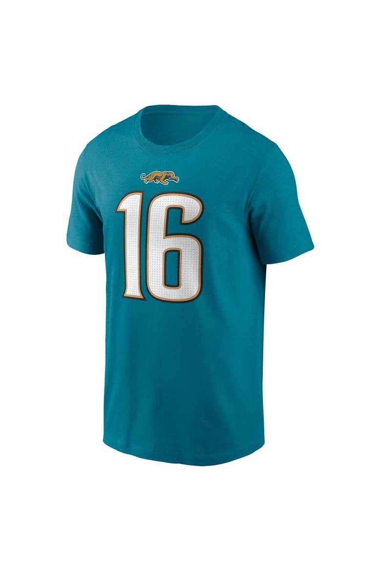 Men's Nike Trevor Lawrence Teal Jacksonville Jaguars Throwback Name & Number T-Shirt, Alternate, color, Teal