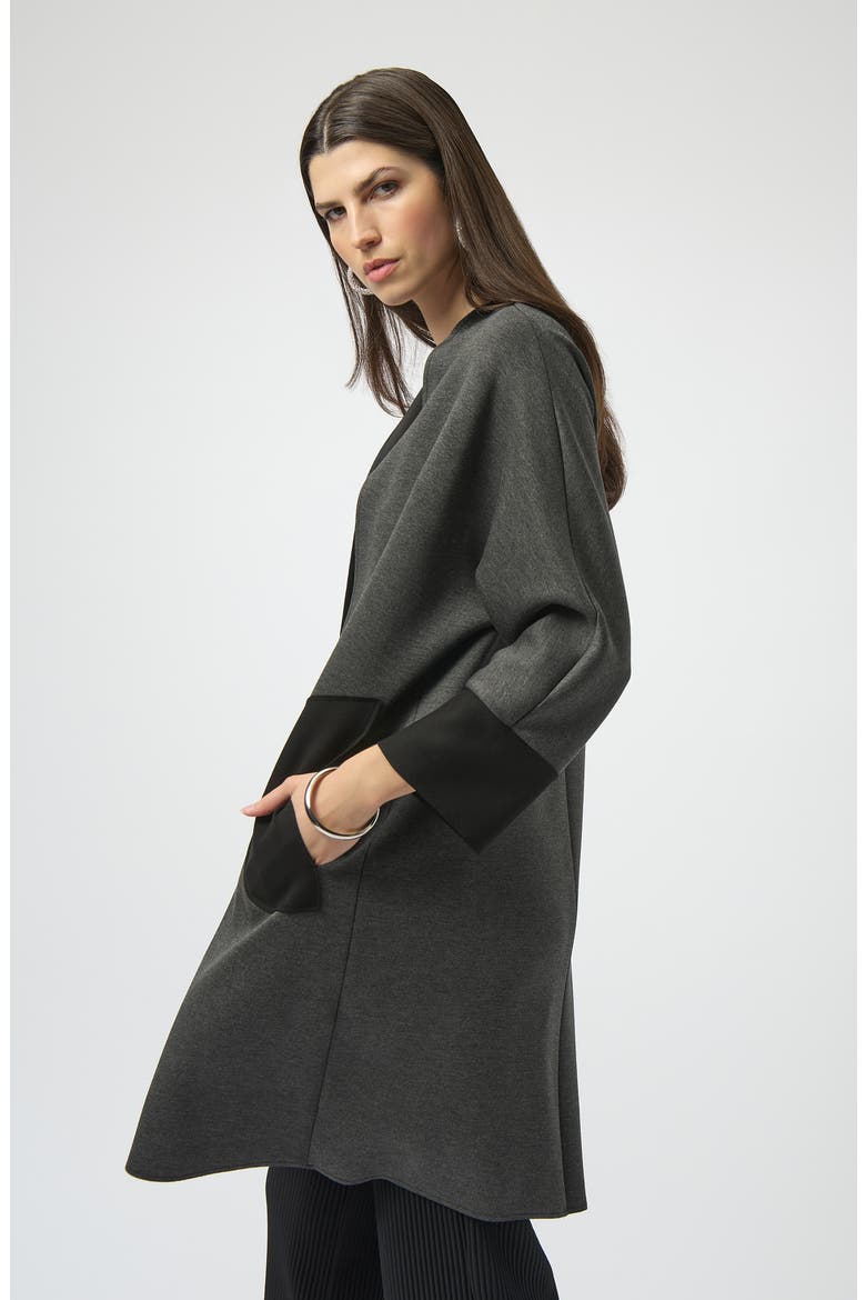 Dolman Sleeve Open Front Cardigan, Alternate, color, GREY MELANGE/ BLACK