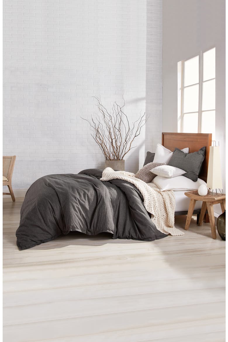 Pure Flannel Duvet Cover, Alternate, color, CHARCOAL