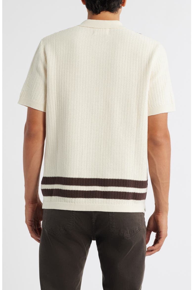 Ares 6636 Short Sleeve Knit Cotton Button-Up Shirt, Alternate, color, IVORY