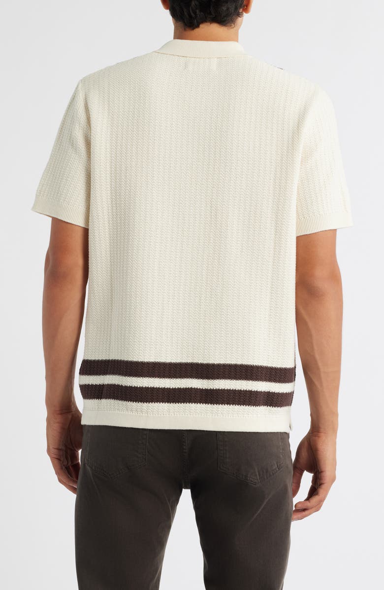 NN07 Ares 6636 Short Sleeve Knit Cotton Button-Up Shirt, Alternate, color, Ivory