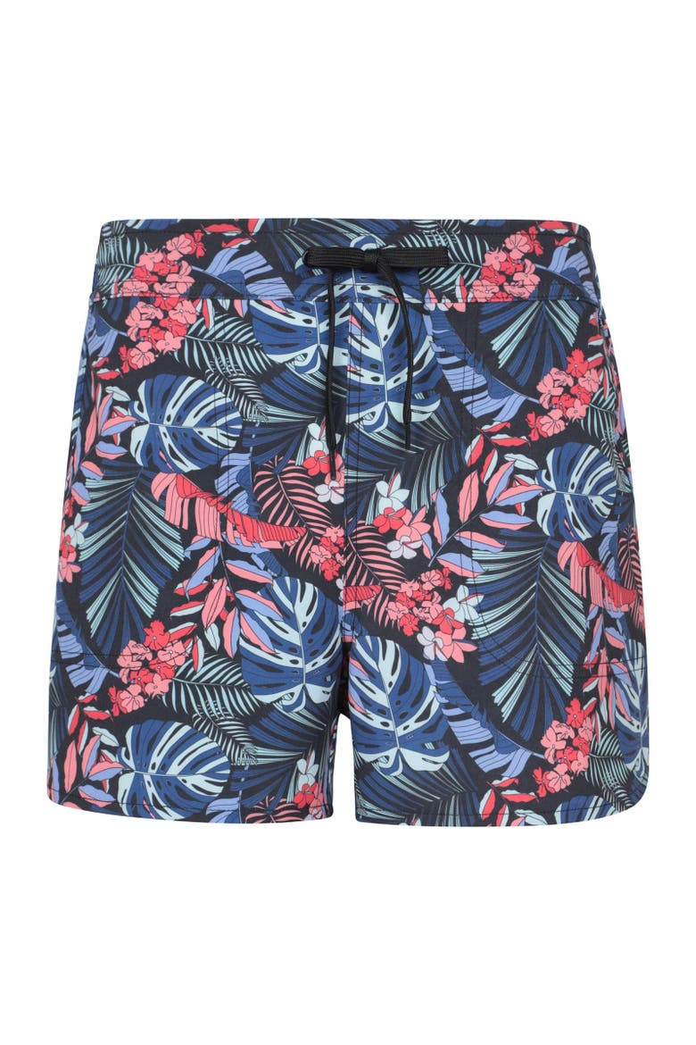 Leaf Print Stretch Boardshorts, Main, color, Mixed