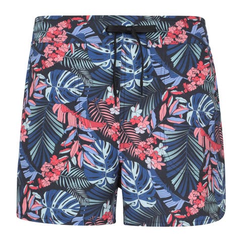 Leaf Print Stretch Boardshorts