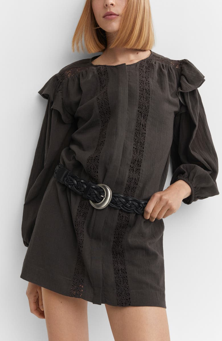 MANGO Lace Long Sleeve Dress, Alternate, color, 