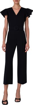 Akris punto Flutter Sleeve Crop Jumpsuit