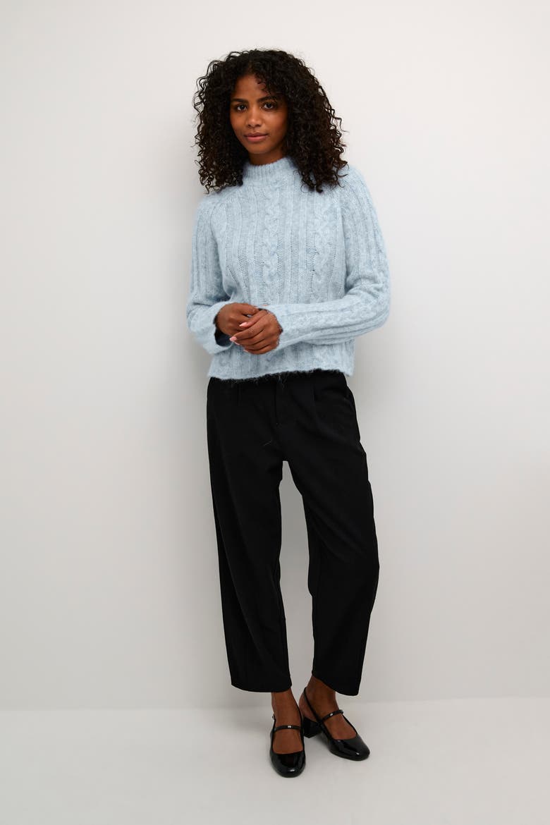 KAnaja Cable Knit Funnel Neck Pullover, Alternate, color, Celestial Blue Melange